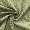 Tissu vert à pois roses / orange / marron / blancs